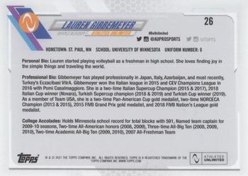 2021 Topps On-Demand Set #2 - Athletes Unlimited Volleyball #26 Lauren Gibbemeyer Back
